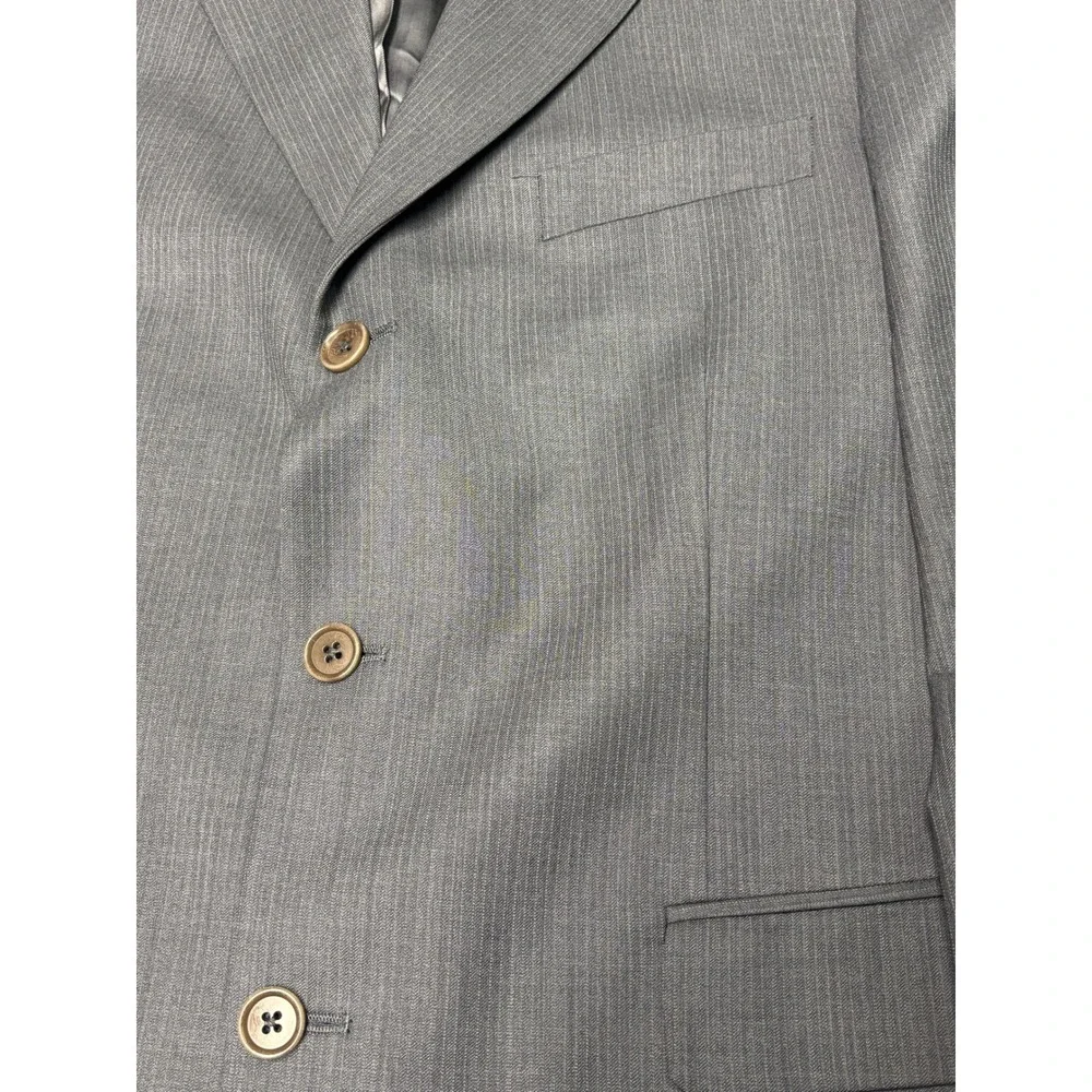 Brooks Brothers 346 Mens Suit 43R 36X28 Charcoal Gray Pinstripe Wool Stretch 2Pc